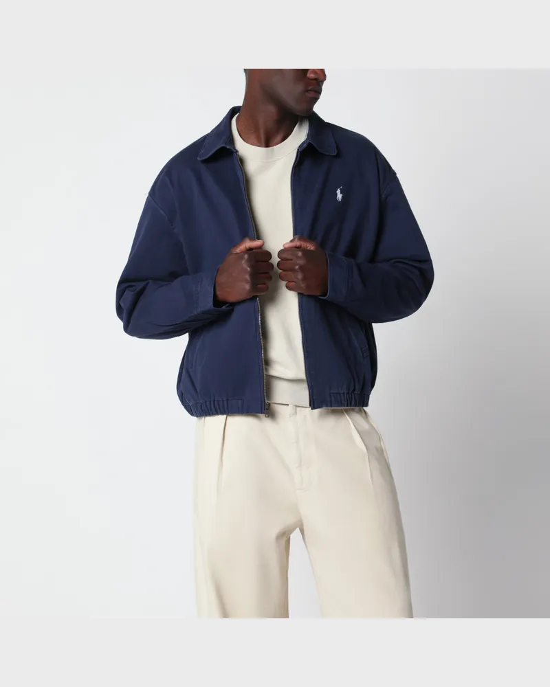 Ralph Lauren Marineblaue Jacke mit Reißverschluss aus Baumwolle Blue