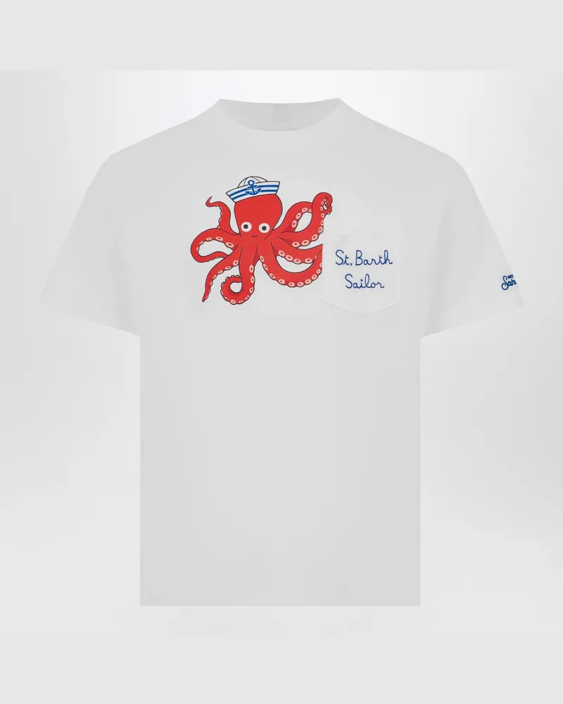 MC2 Saint Barth T-Shirt Eddy weiß mit Oktopus-Print White