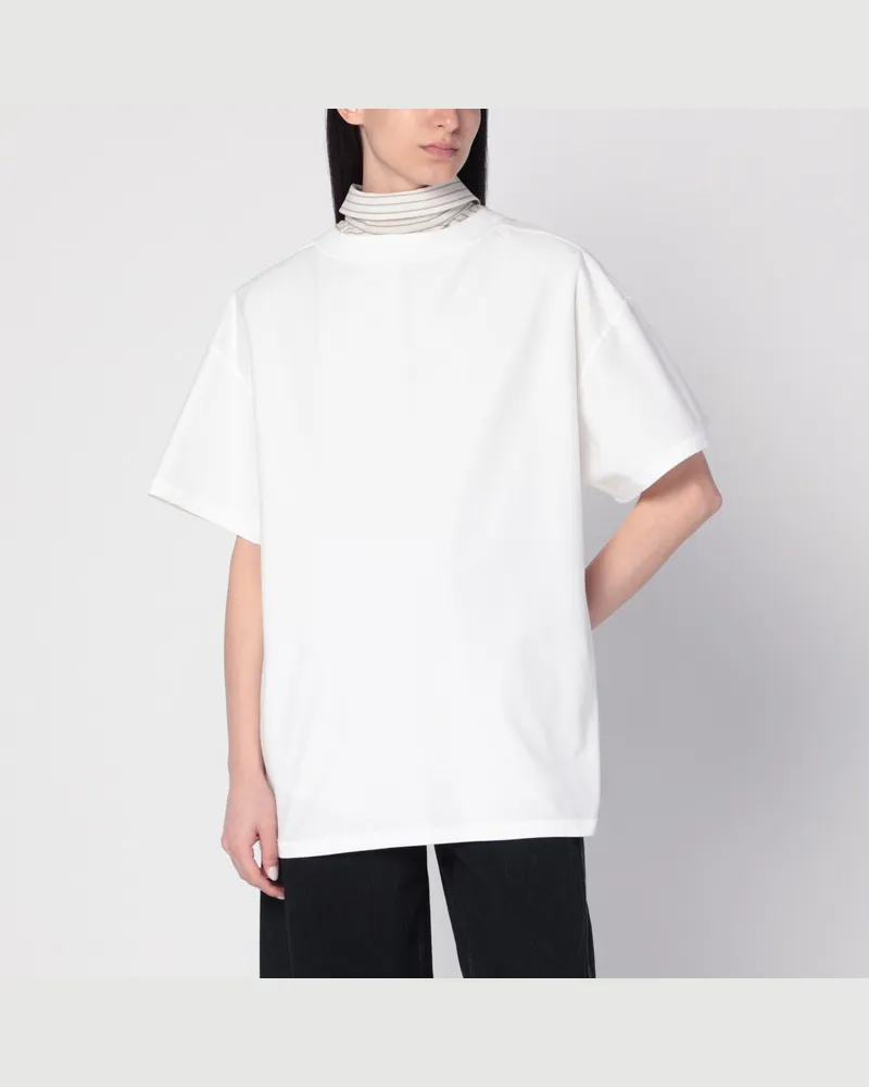 Maison Margiela Weißes T-Shirt mit umgedrehtem Hemd-Design Weiß