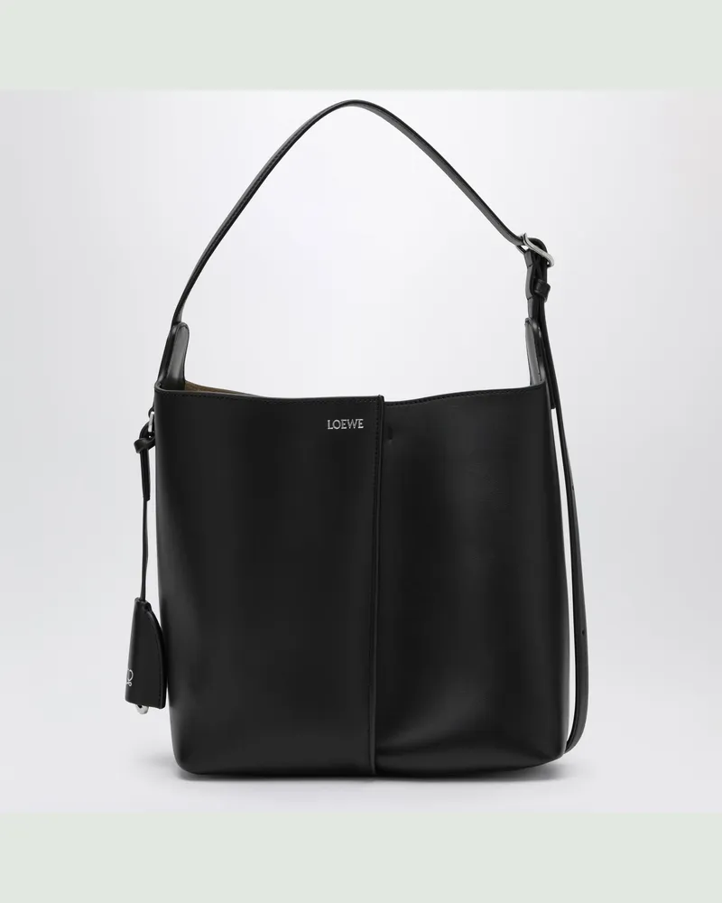 Loewe Mittlere Bilbao Beuteltasche aus glattem Kalbsleder in Schwarz Black
