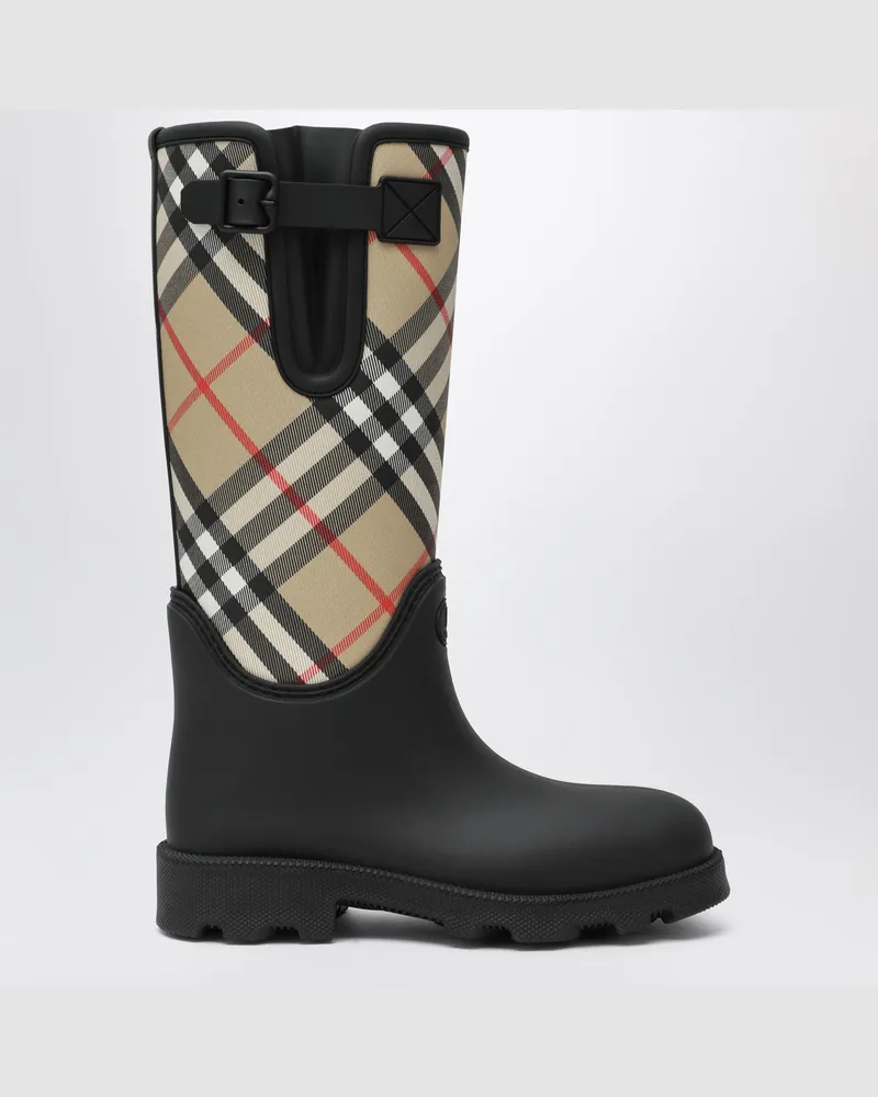 Burberry Hohe Marsh Stamp Stiefel in Schwarz aus Gummi Black