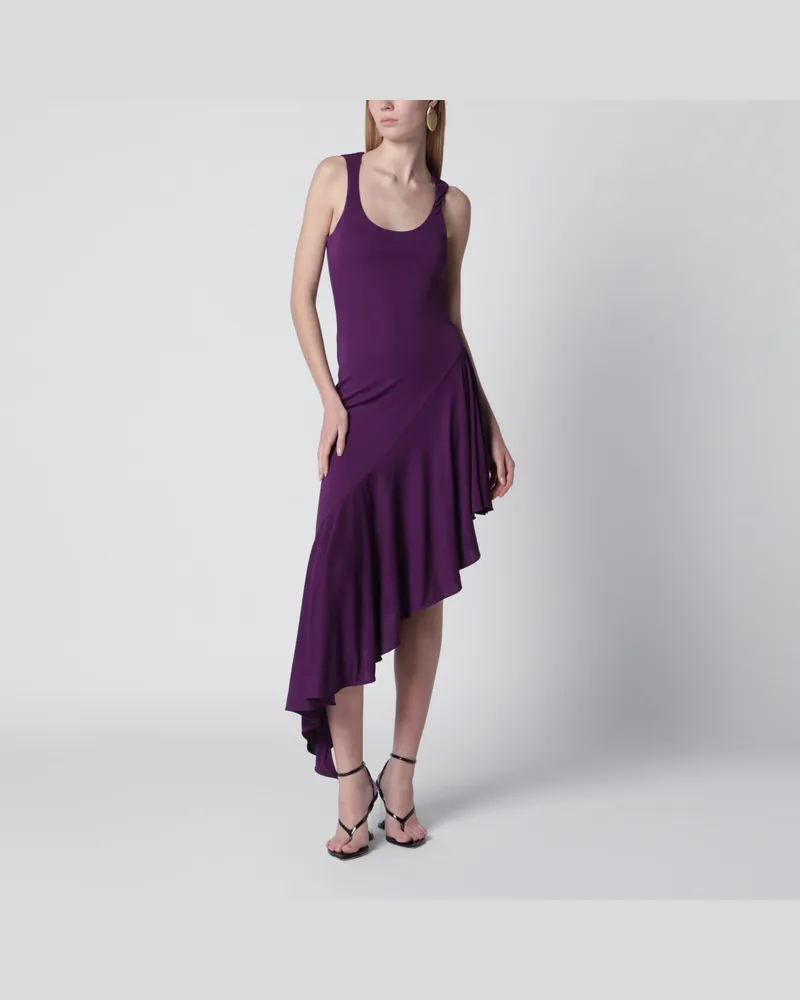 Alaïa Asymmetrisches Kleid aus Jersey-Crêpe in Violett Purple