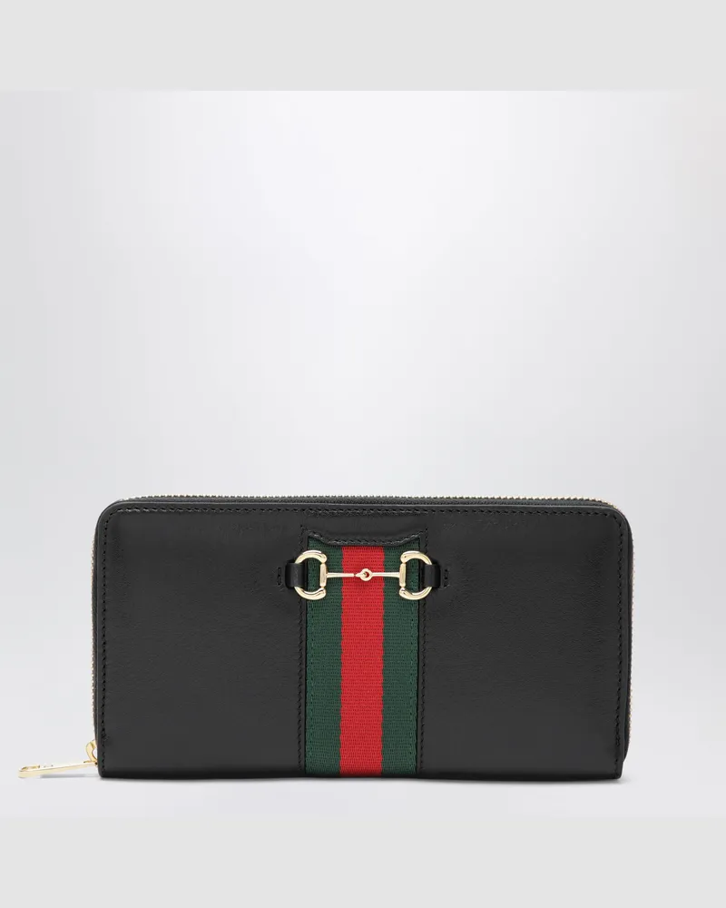 Gucci Schwarze Horsebit Web Geldbörse Black