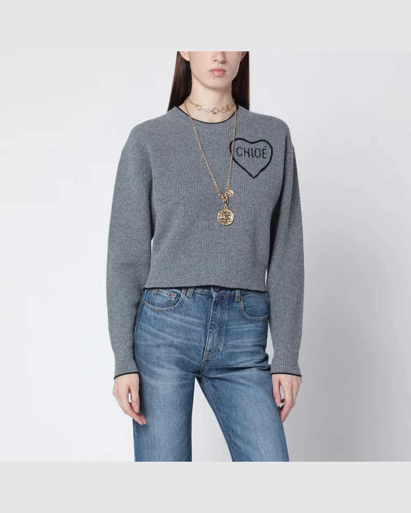 Chloé Grauer Pullover aus Wolle und Kaschmir Grey
