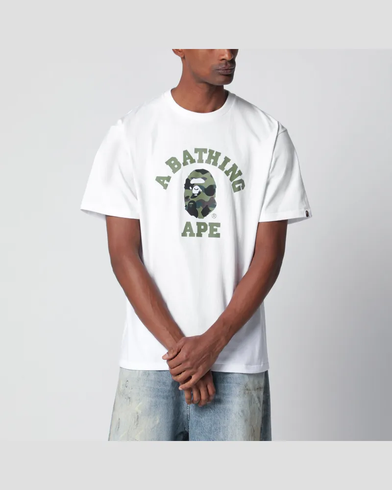 BAPE Weißes T-Shirt mit Logo-Print White