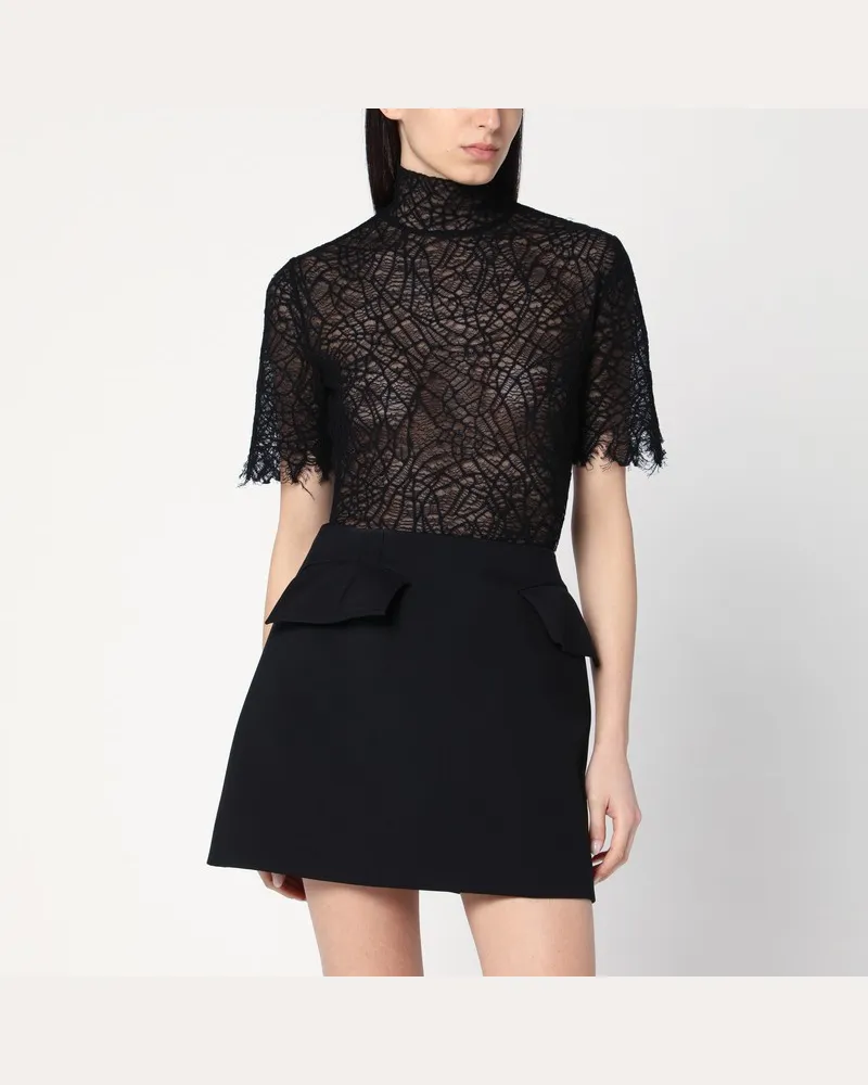 Alexander McQueen Schwarzes Top aus Spinnennetzspitze Schwarz
