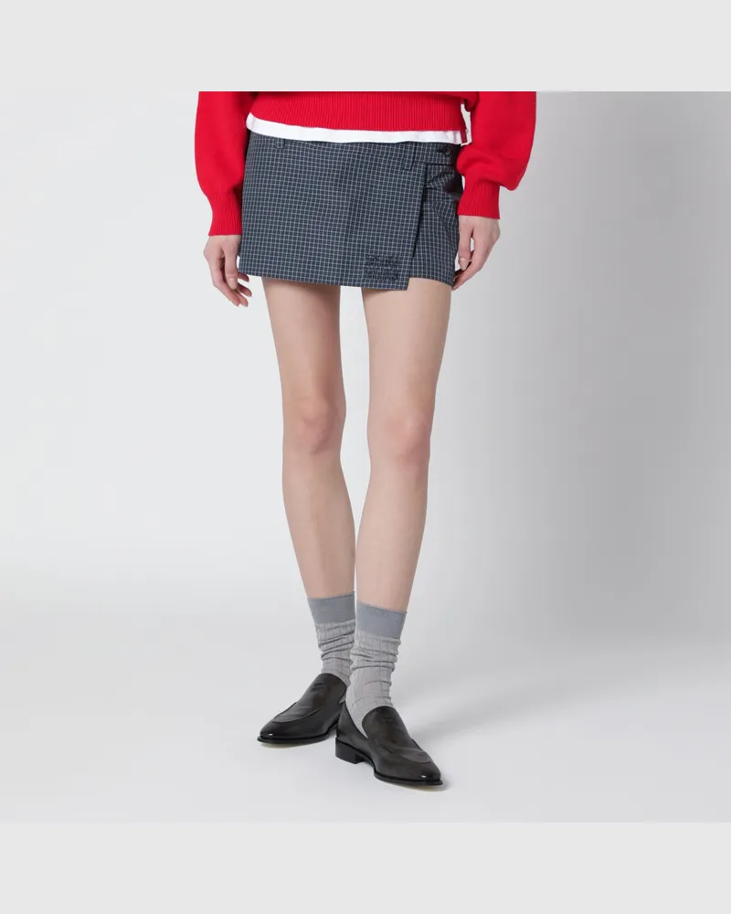Miu Miu Minirock in blauem Tech-Check Blue