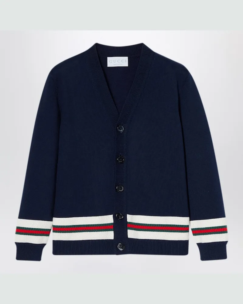 Gucci Dunkelblauer Cardigan mit Web-Detail Blue