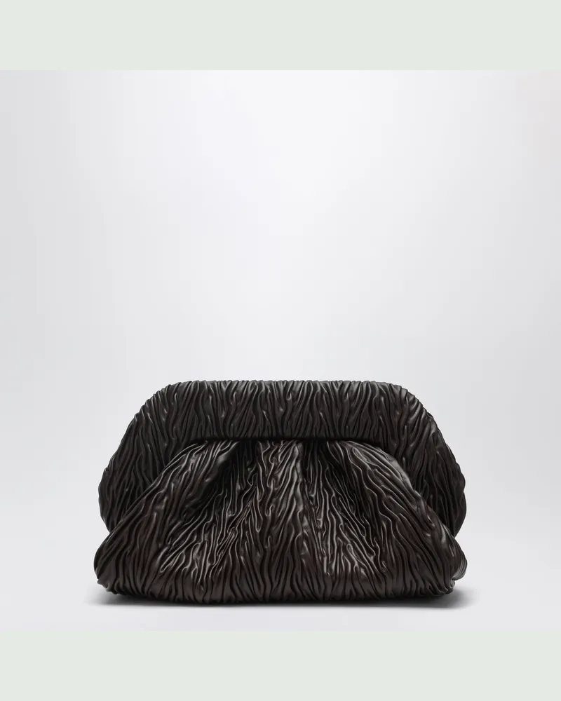 THEMOIRÈ Clutch-Geldbörse aus braunem, gekräuseltem Kunstleder Brown