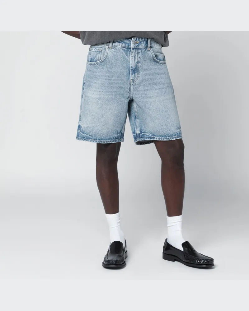 REPRESENT Hellblaue, ausgewaschene Denim-Bermuda Blue