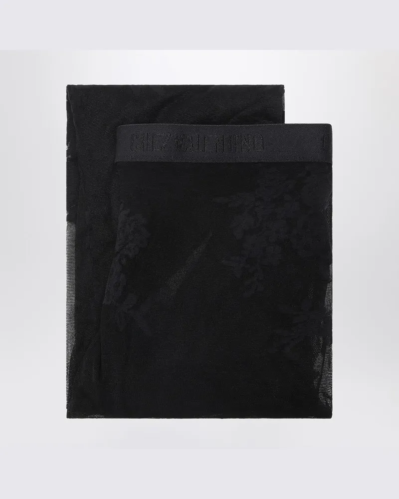Valentino Garavani Schwarze Spitzenstrumpfhose Schwarz