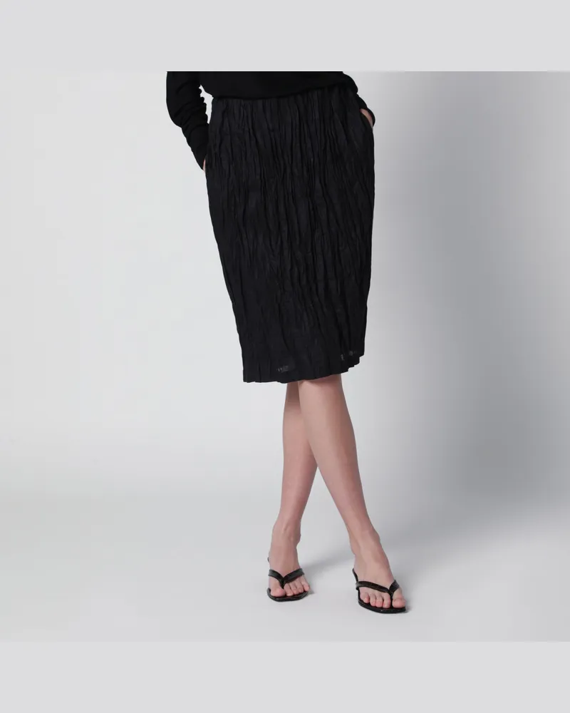 Totême Schwarzer Rock aus zerknittertem Leinen Black