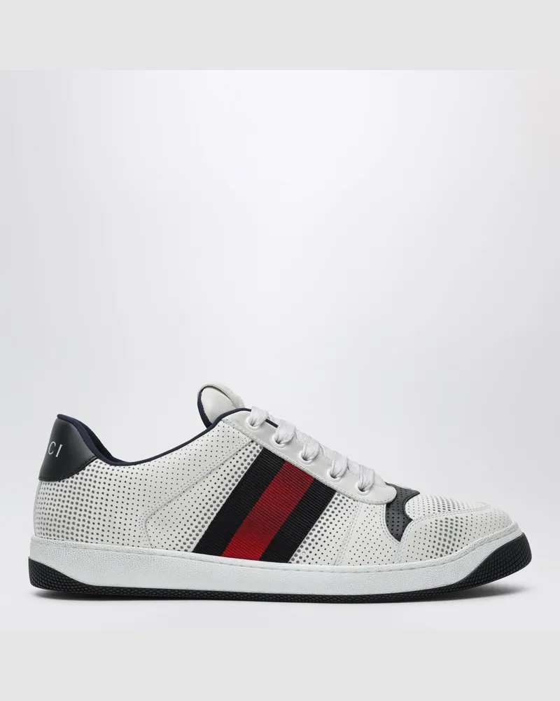 Gucci Screener Sneakers aus perforiertem Leder in Weiß/Blau White