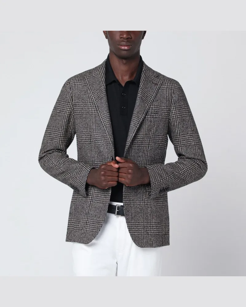 Tagliatore Braune Jacke im Prince of Wales-Karo Braun