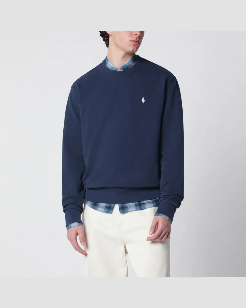 Ralph Lauren Navyblaues Baumwoll-Sweatshirt mit Rundhalsausschnitt Blue