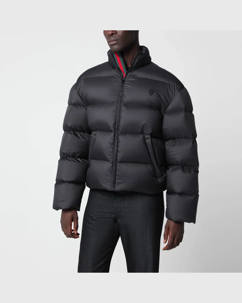 Gucci Schwarze wattierte Daunenjacke mit Reißverschluss Black