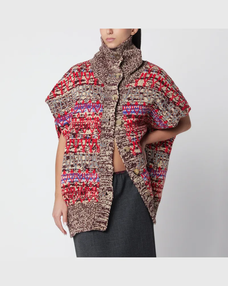 Dries van Noten Ärmelloser Jacquard-Cardigan aus Wolle und Kaschmir Yellow