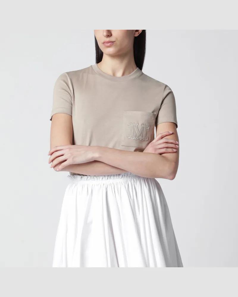 Max Mara T-Shirt in Sandfarbe aus Baumwolljersey Beige