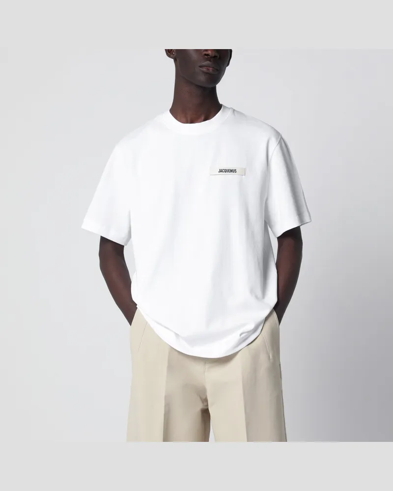Jacquemus Weißes T-Shirt mit Grosgrain-Logo 