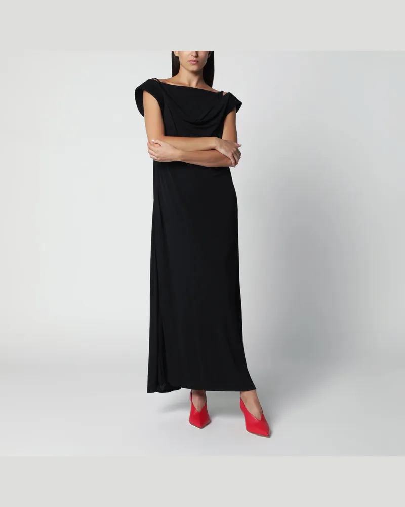 Bottega Veneta Langes Kleid aus Viskose-Crêpe-Jersey in Schwarz Black