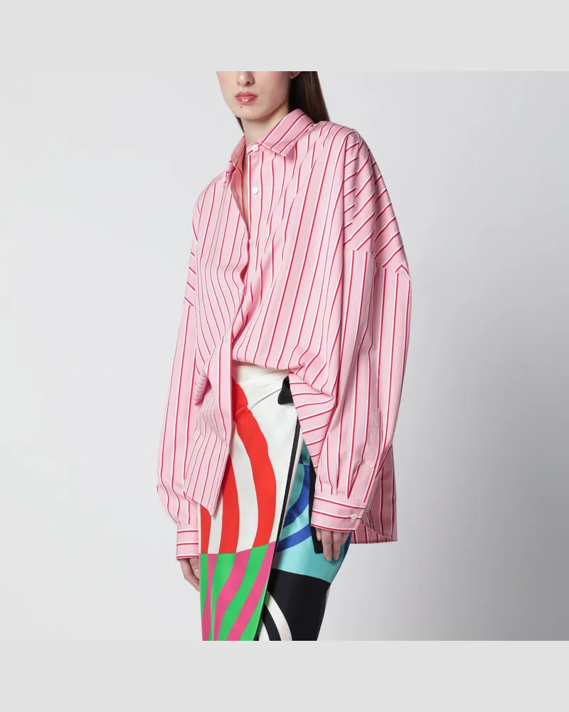 Dries van Noten Oversize Hemd in Rosa mit Streifen von Pink