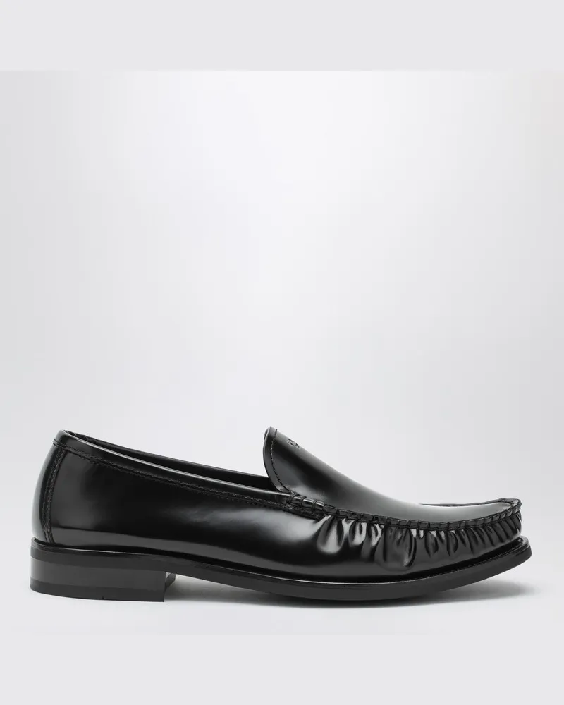 Prada Schwarze Loafer aus gebürstetem Leder Schwarz