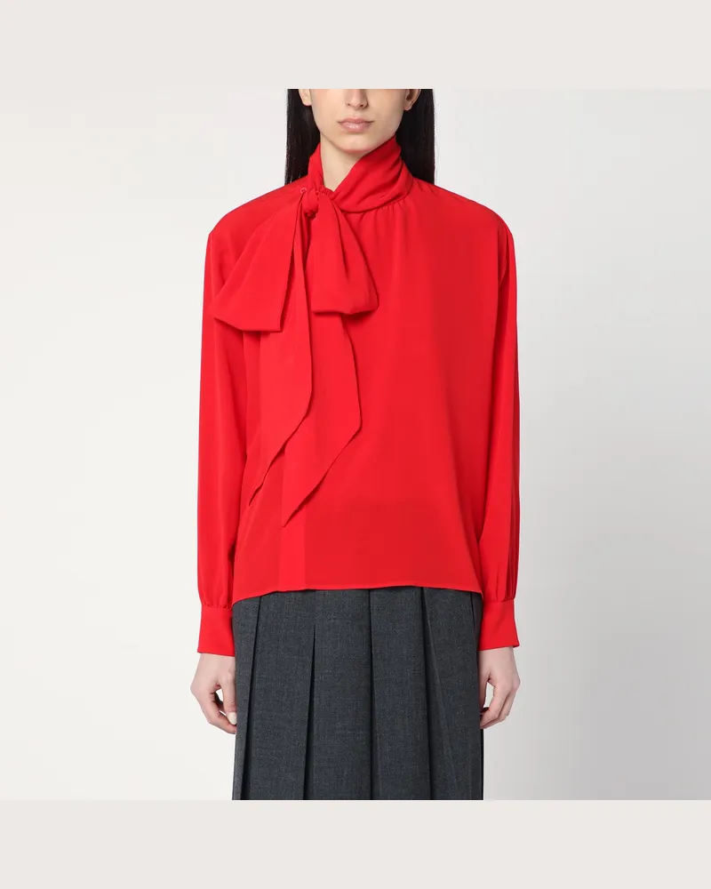 Prada Rote Seidenbluse mit Schal Red