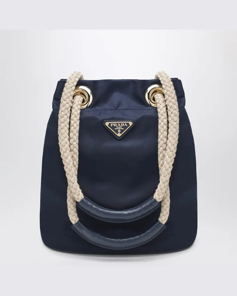 Prada Mariner small Bucket Bag aus baltikblauem Re-Nylon Blau