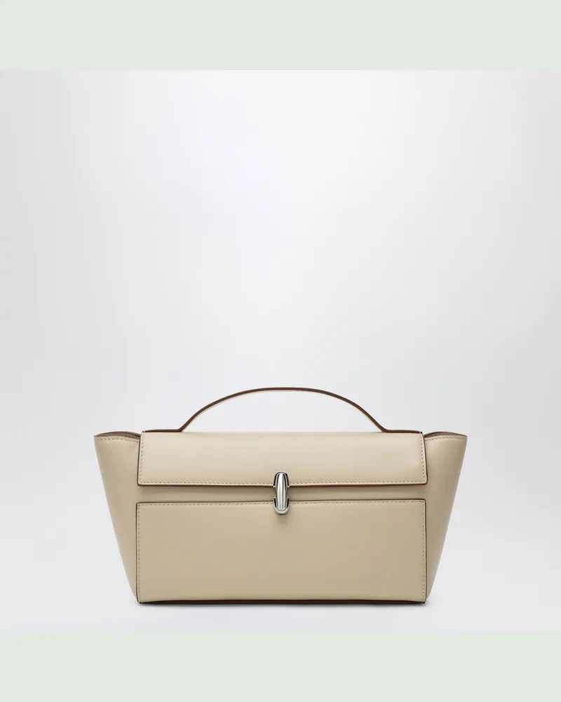 SAVETTE Symmetry Trapeze Pochette aus elfenbeinfarbenem Leder White