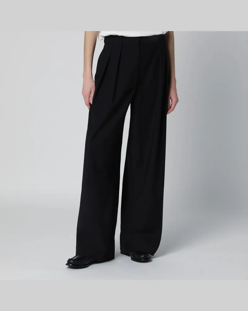 FRANKIE Shop Schwarze weit geschnittene Ripley-Hose aus Wollmischung 