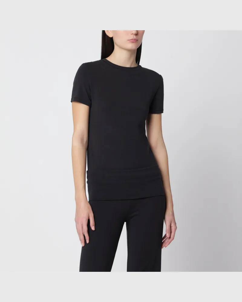 SKIMS Schwarzes Kurzarm-T-Shirt aus Stretch-Material Black