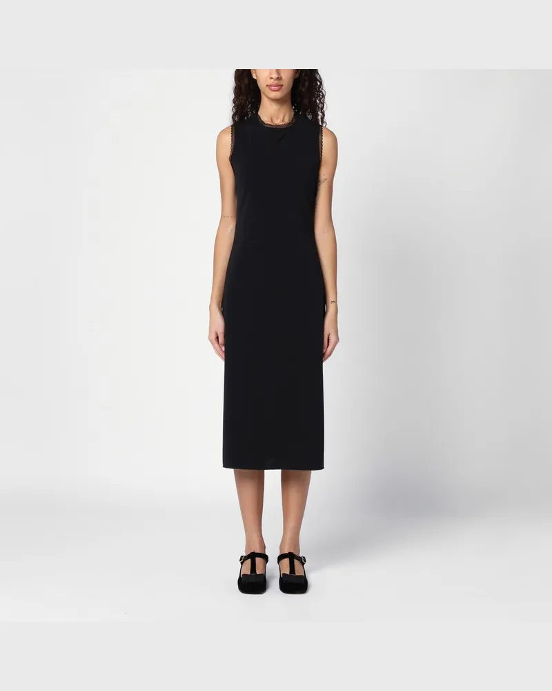 Prada Schwarzes Midikleid mit Spitzendetails Schwarz