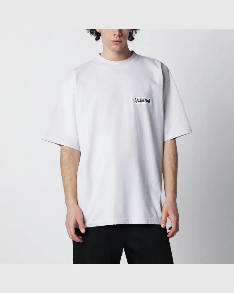 Balenciaga Weißes Masking-Tape T-Shirt mit mittlerer Passform Weiß