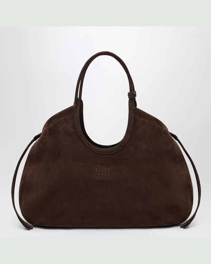 Miu Miu Ivy dark brown suede shopping bag Brown