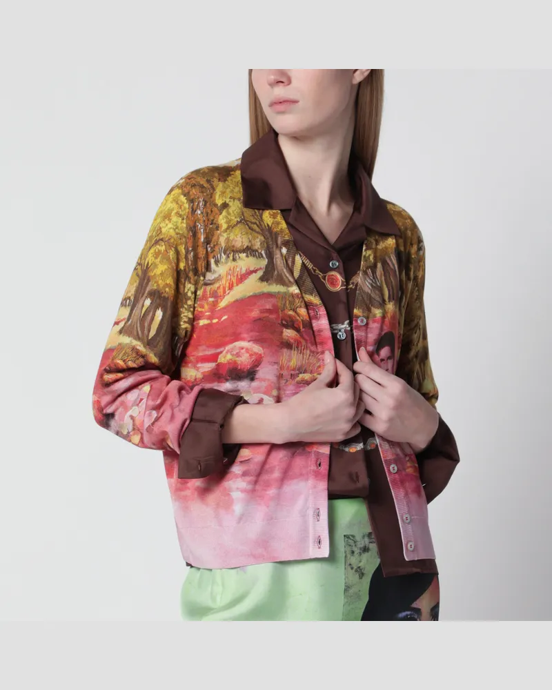 Versace Bedruckter Cardigan aus Seidenstrick Multicolor