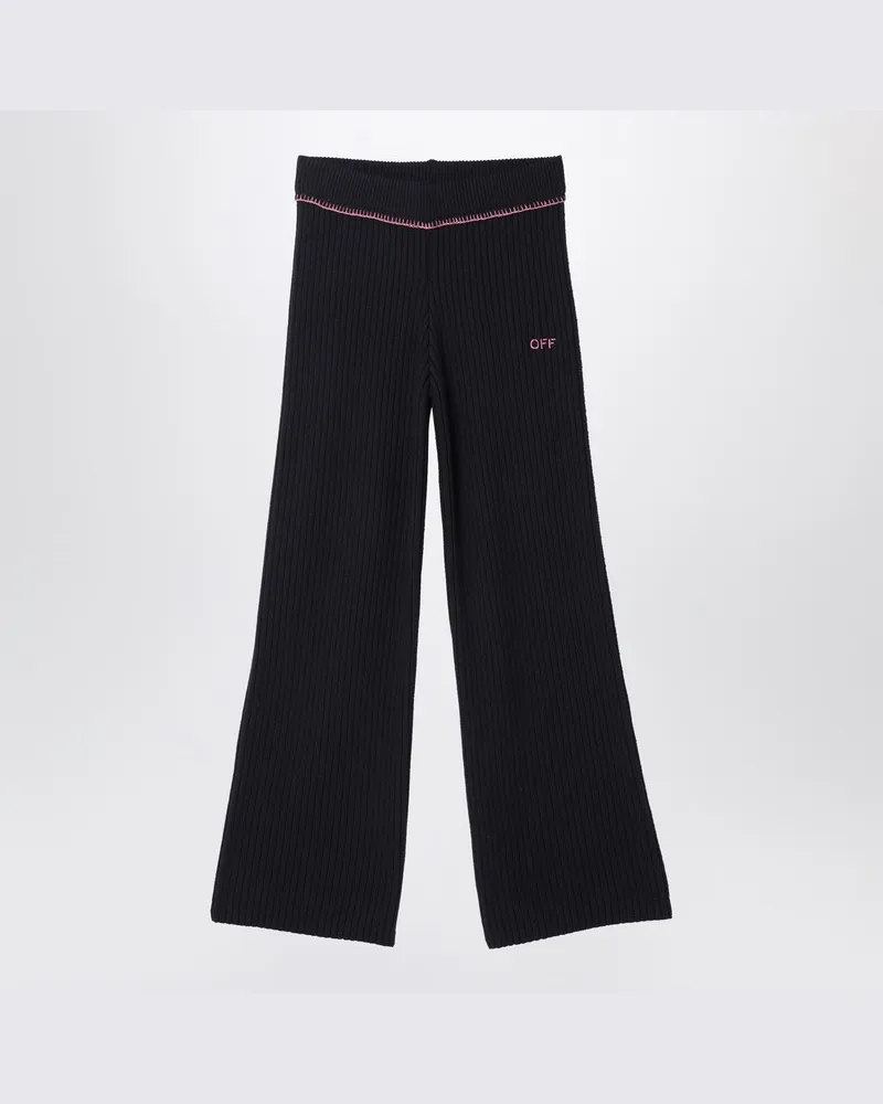 OFF-WHITE Schwarze Rippenhose mit Logo Schwarz