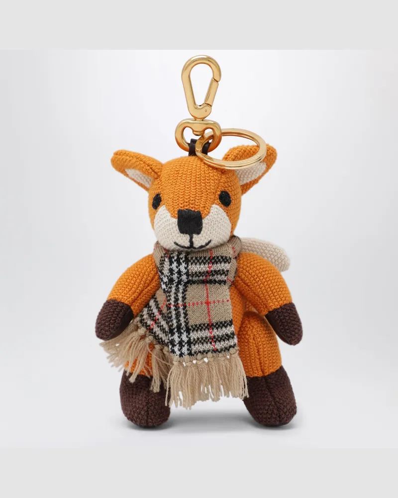 Burberry Oranger Fuchs-Anhänger aus Strickbaumwolle Orange