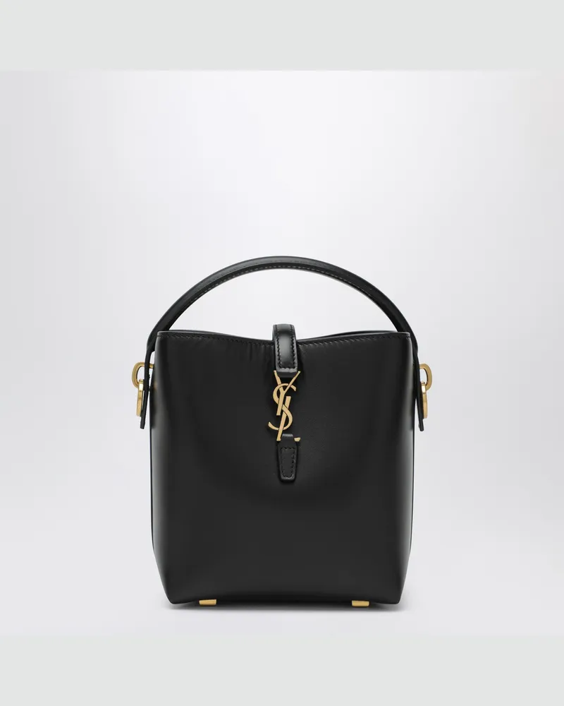 Saint Laurent Schwarze Mini-Bucket Bag Le 37 aus Leder Black