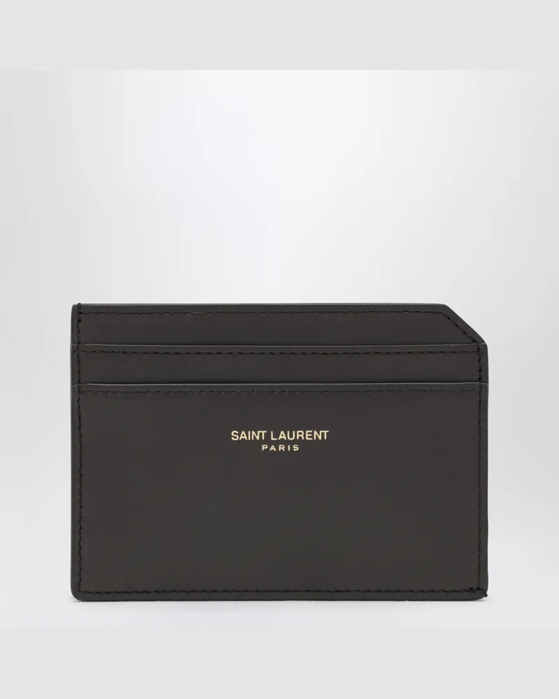 Saint Laurent Zweifarbiger Kartenhalter aus glattem Kalbsleder Black
