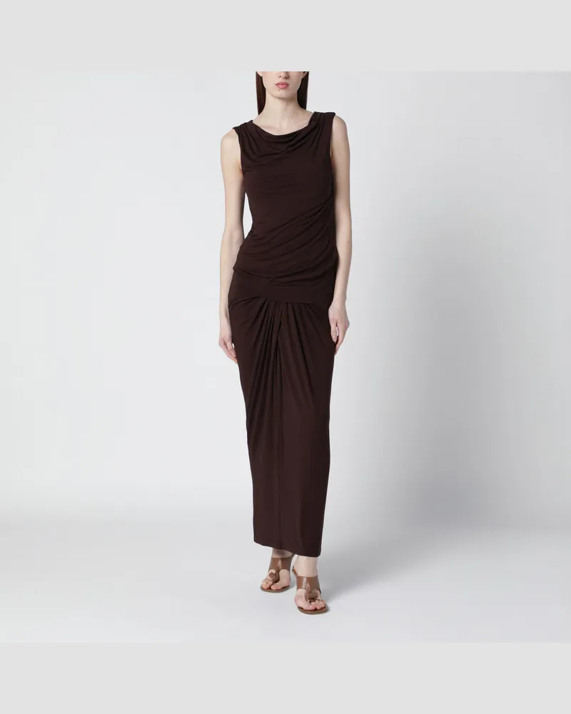 Entire Studios Tabakfarbenes Kleid mit Drapierungen Brown