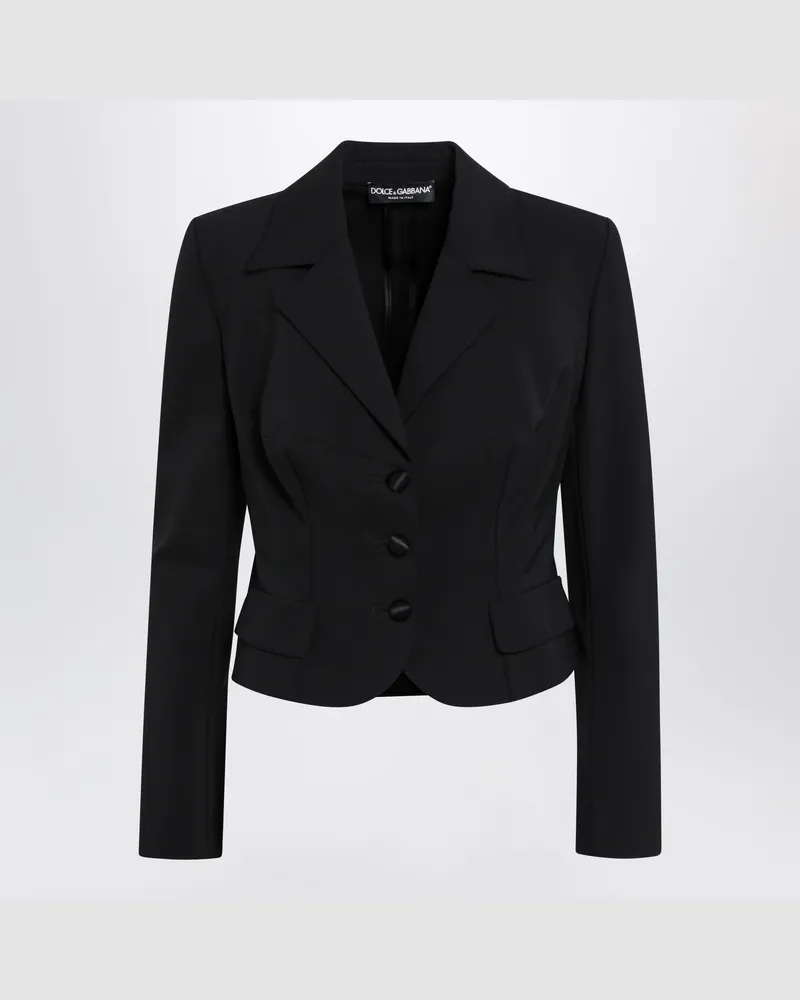 Dolce & Gabbana Kurzer einreihiger Blazer aus technischem Cady in Schwarz Black