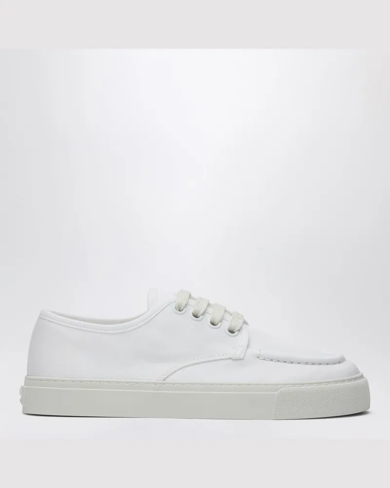 Prada Weiße Sneaker aus Baumwoll-Canvas Weiß