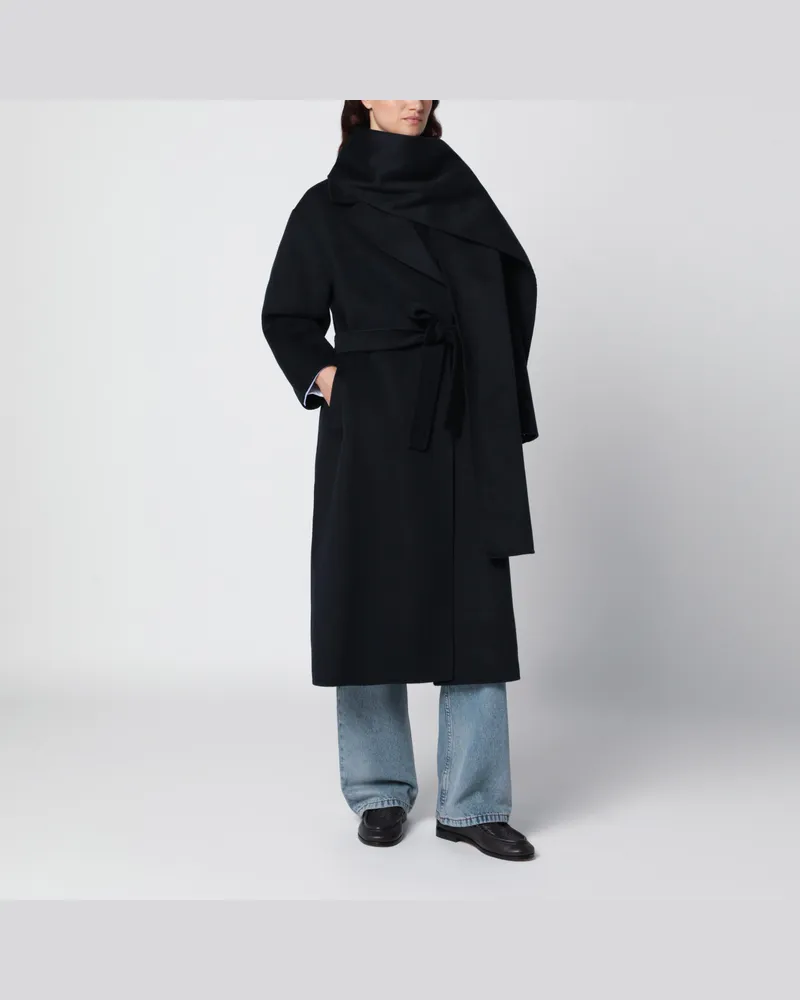 Max Mara Dunkelblauer Morgenmantel aus Wolle und Kaschmir Blue