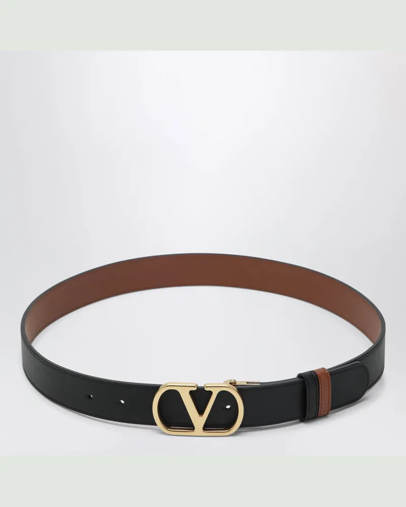 Valentino Garavani VLogo Signature Wendegürtel aus schwarzem Kalbsleder Black