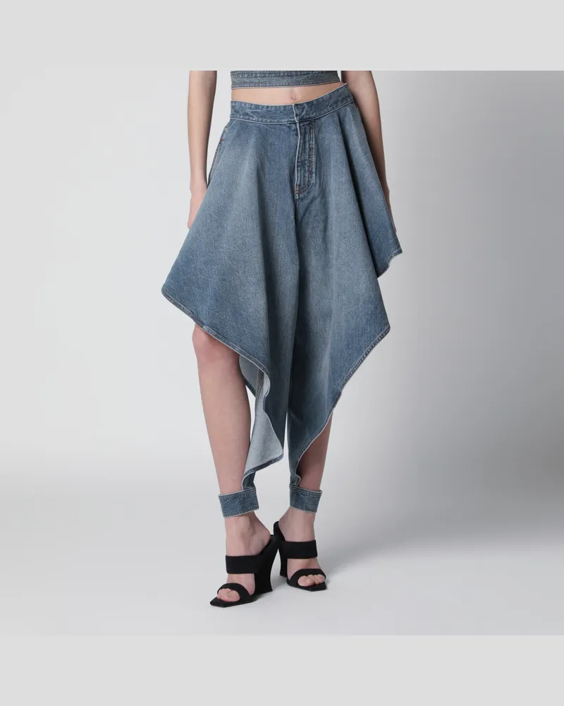 Alaïa Panel-Jeans aus délavé Raw-Denim in Blau Blue
