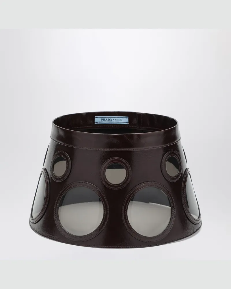 Prada Visier braun aus Leder und Plexiglas 