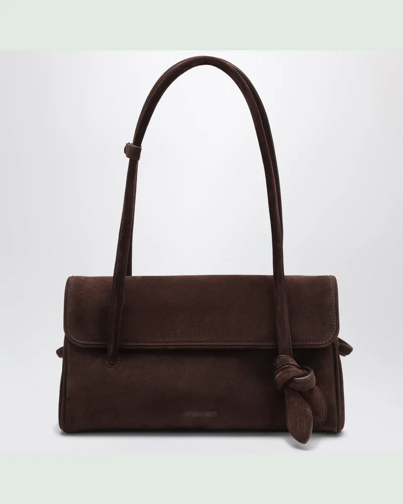 Jacquemus Braune Turismo Schultertasche aus Veloursleder Brown