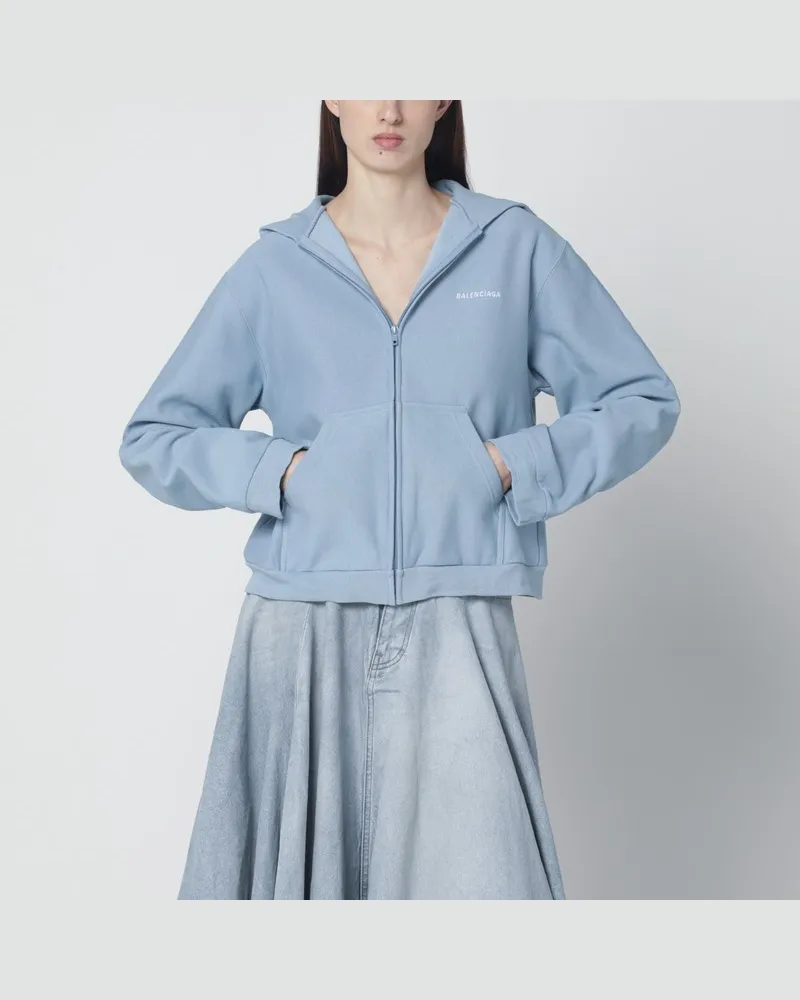 Balenciaga Back Regular Fit Zip-Hoodie Hellblau