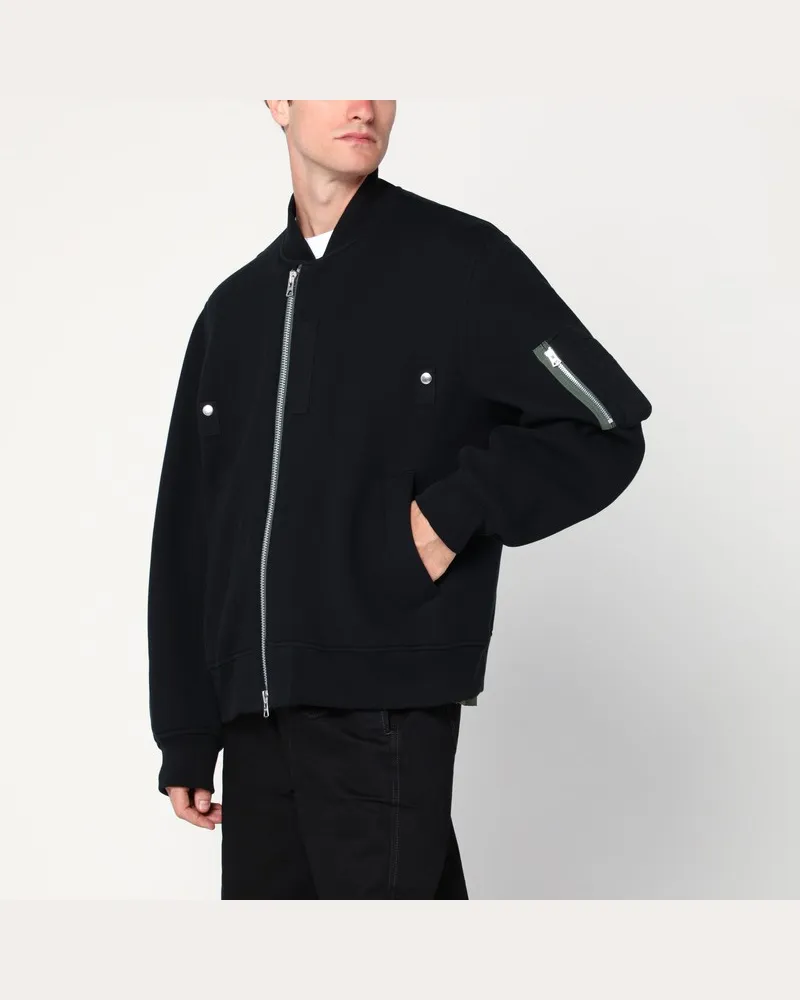 Sacai Schwarzes Sweatshirt mit Reißverschluss Schwarz