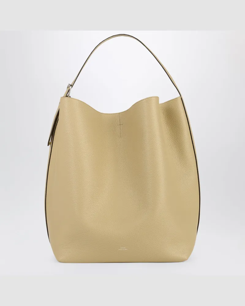 Totême Mittelgroße beige Tote Bag aus genarbtem Leder Beige